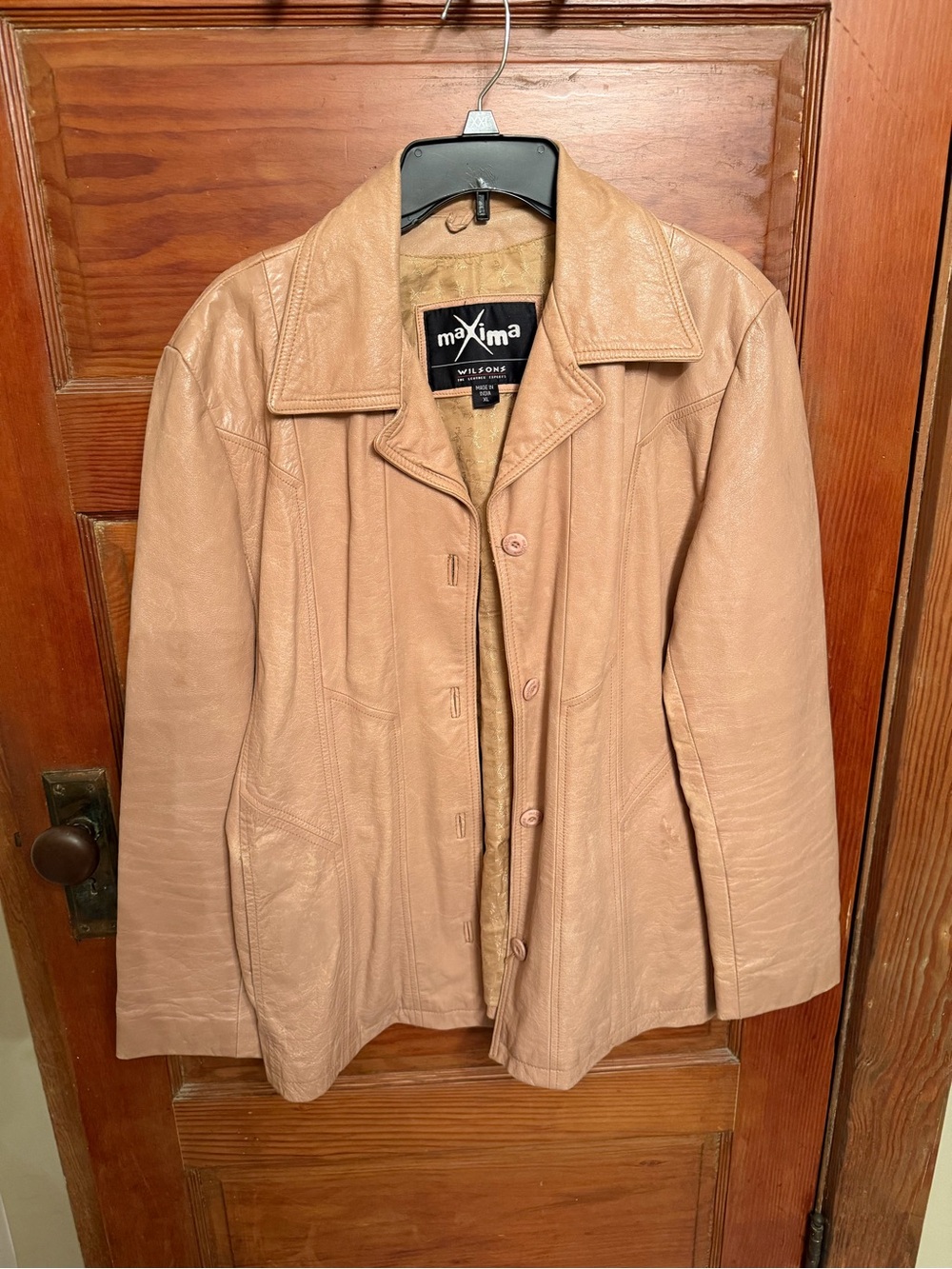 Vintage Wilson Women's Beige Leather Button-Front Jacket